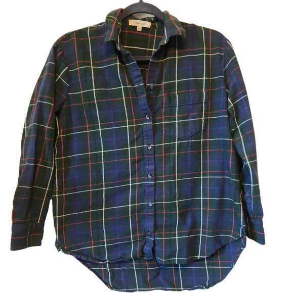 Madewell Flannel Oversized Ex-Boyfriend Button Down T-Shirt sz XXS - Picture 9 of 13
